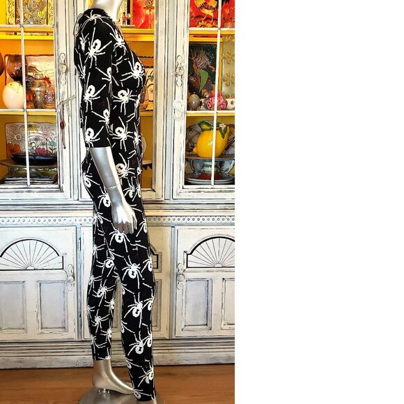 Betsey Johnson LTD Black Widow Spider Dress Top Leggings Pants Set Size S Y2K - Picture 8 of 16